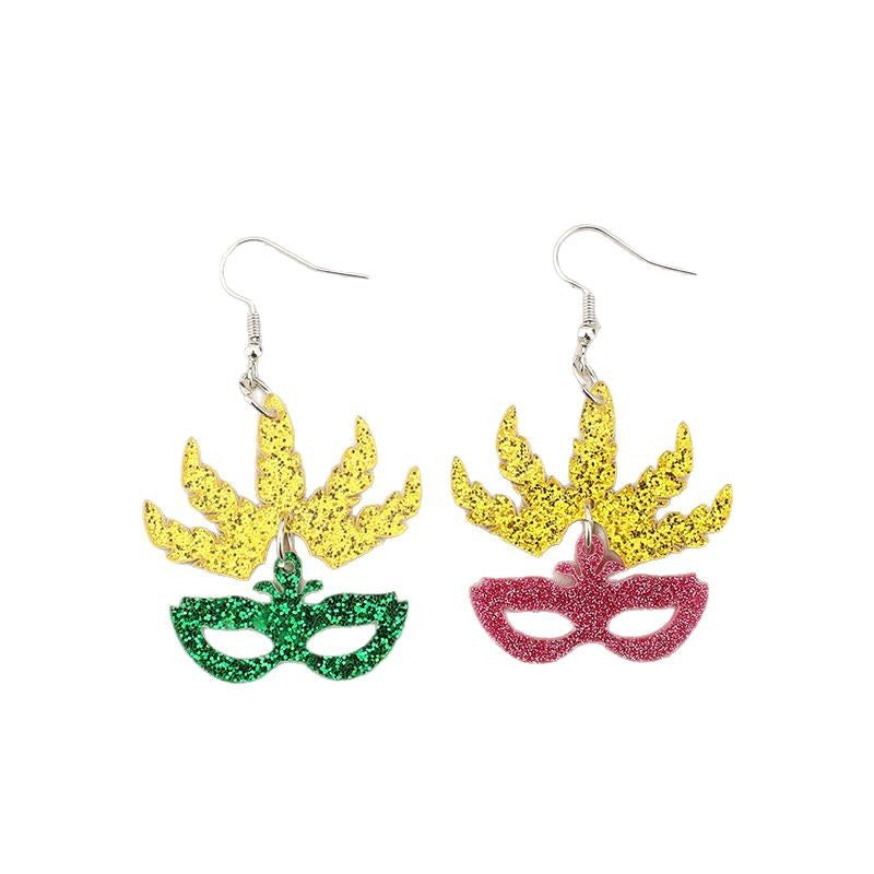 Wholesale  Carnival Night  Fashion Mask Ball Sequin Earrings Acrylic Earring