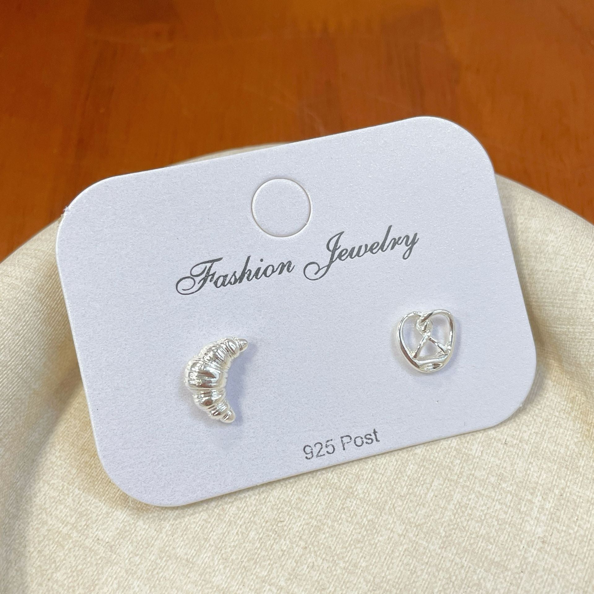 Wholesale Mini Silver Needle Earring Set Cartoon Cute Caramel Bread Small Earrings