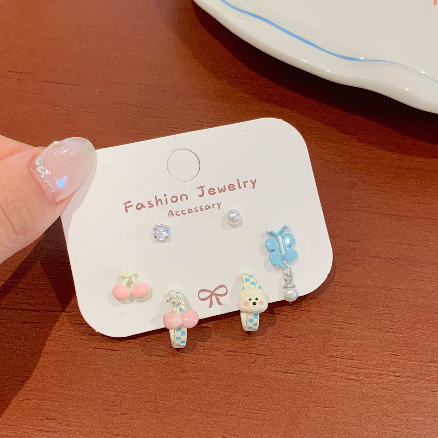 Wholesale Cute West Highland cartoon earrings with silver needle design  bear and horse all-match earrings