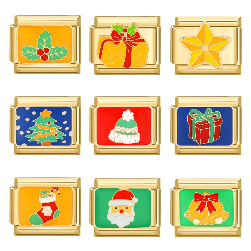 Wholesale Italian Charm Bracelet 9mm DIY Splicing Christmas Titanium Steel Composable Bracelet