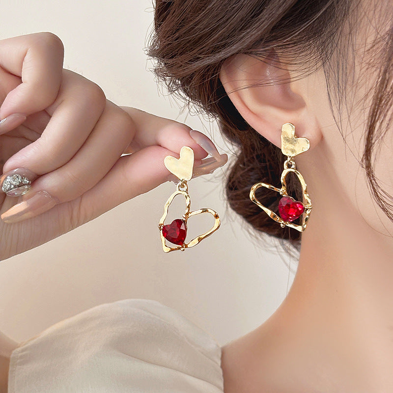 Wholesale  Irregular Double Love Earrings