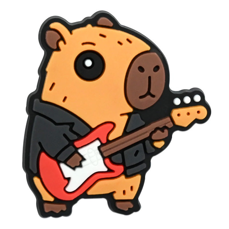 Wholesale   Random 100pcs Cute capybara PVC Soft Rubber Shoe Buckle Decoration