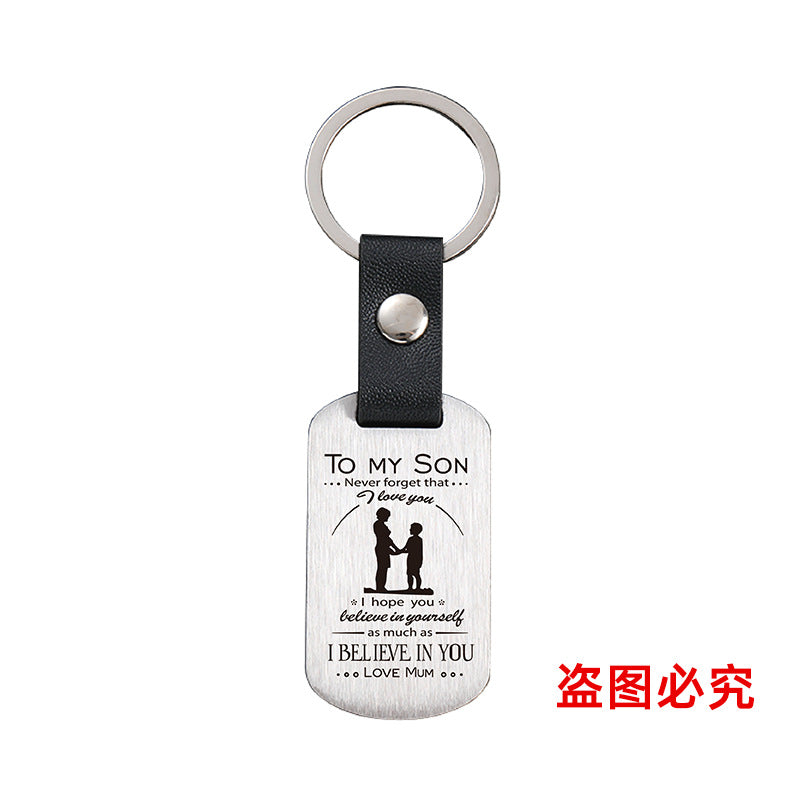 Wholesale Family Gift for Son Metal Leather Keychains ACC-KC-GangGu031
