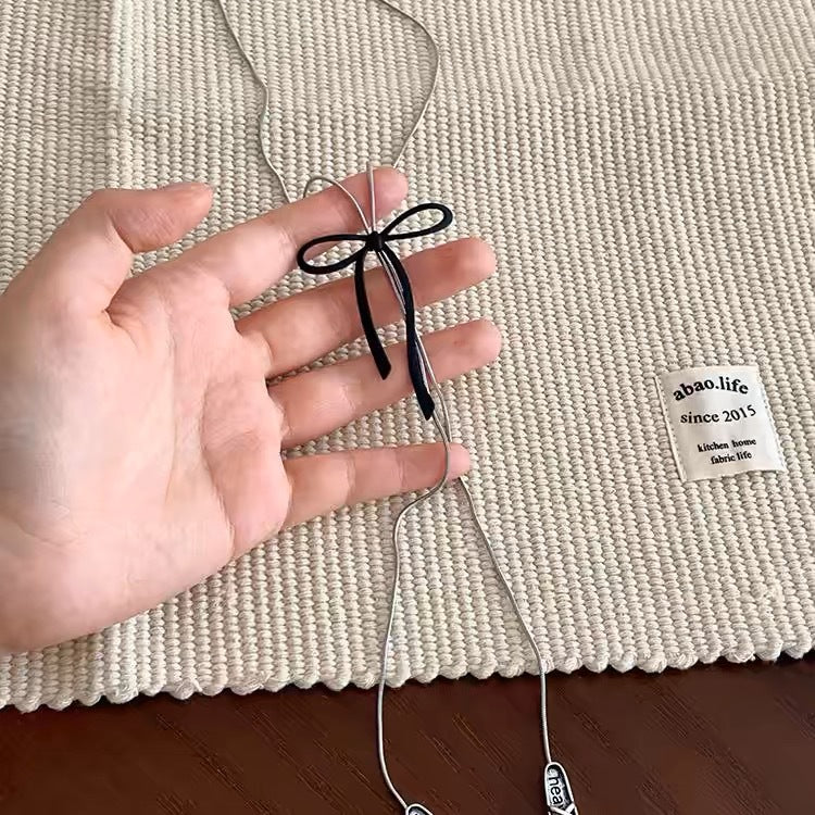 Wholesale Titanium Steel Ballet Shoes Bow Long Necklace