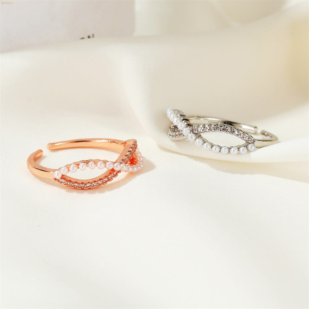 Wholesale Pearl 8-character Cross Opening Ring