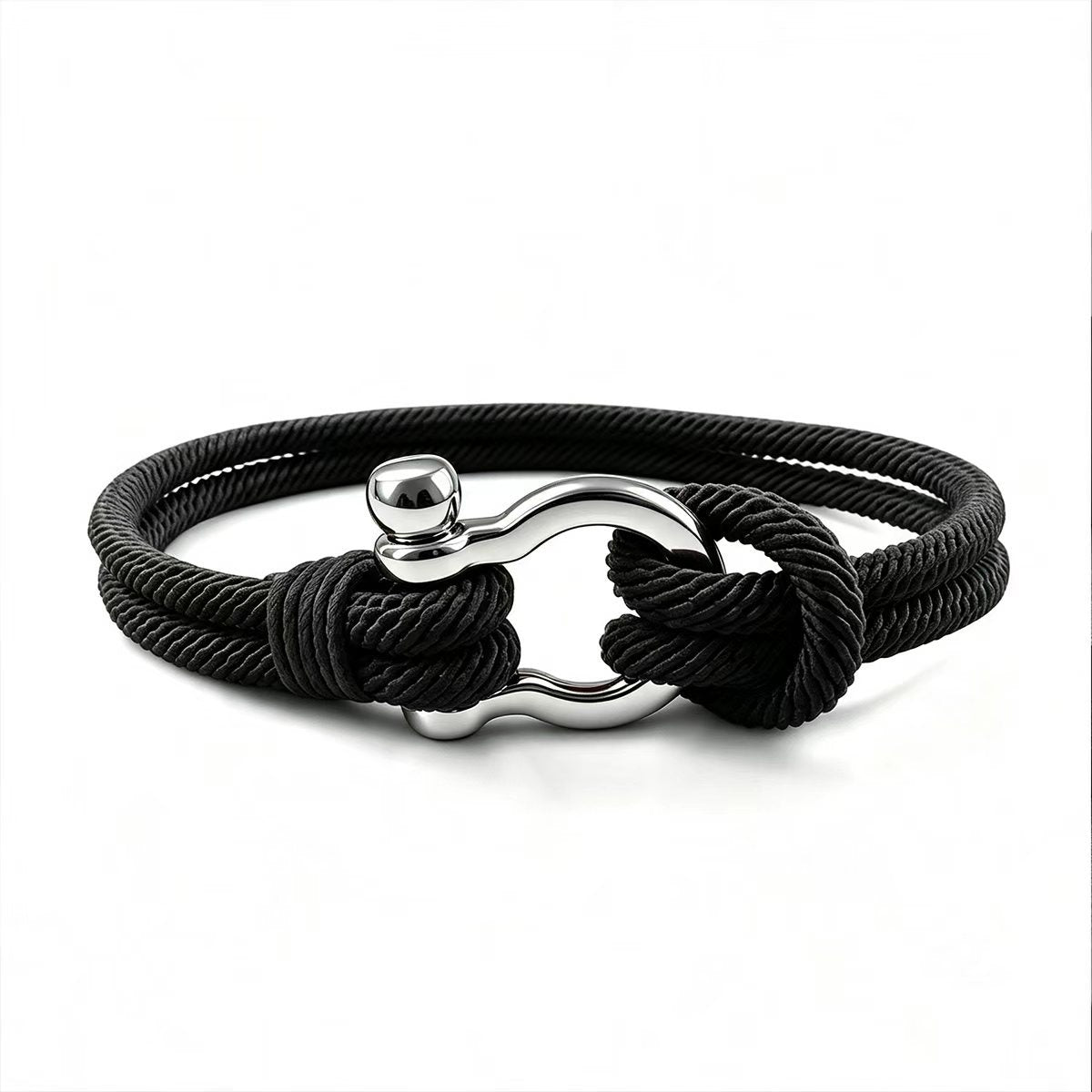 Wholesale Handmade Alloy Black Rope Bracelet With Horseshoe Buckle Unisex Fashion Accessory Gift