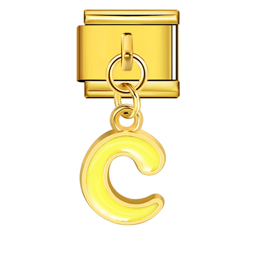 Wholesale Italian Charm Bracelet 9mm DIY Splicing Letter Series Stainless Steel Composable Bracelet