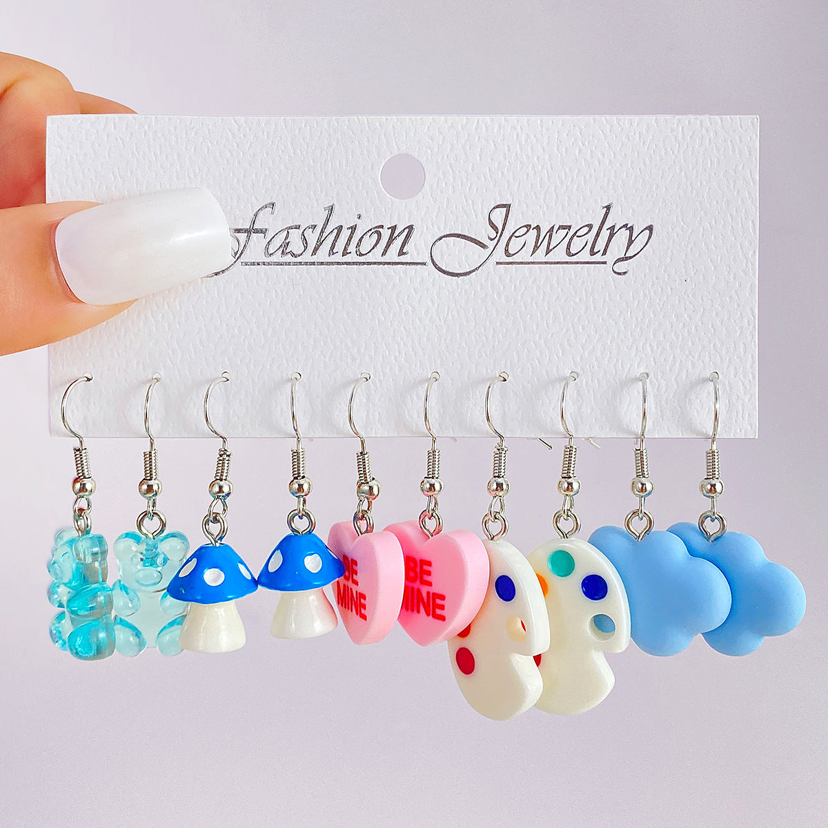 Wholesale 5pcs/set color acrylic earrings  white cloud flower earrings