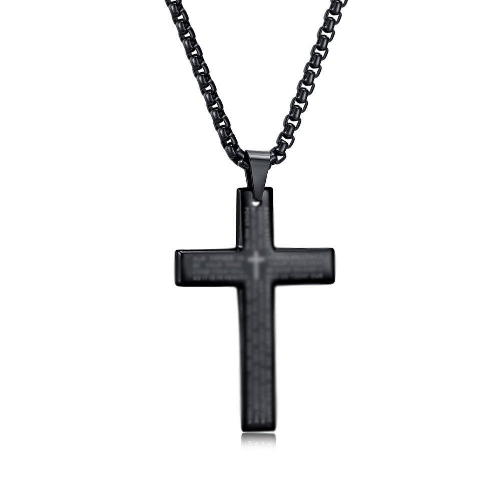 Wholesale Polished Stainless Steel Cross Pendant Necklace Trendy Cold Wind Style Jewelry Accessory