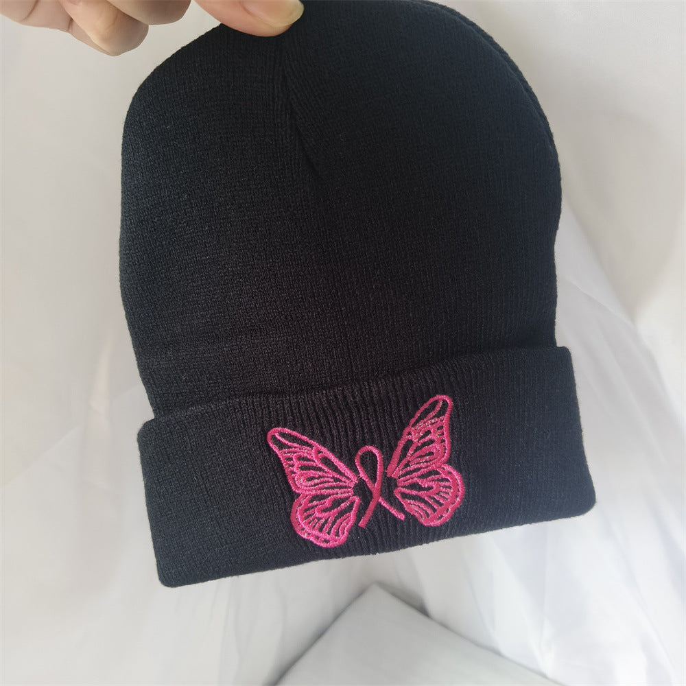Wholesale Embroidered Butterfly Knitted Hat Wool Hat