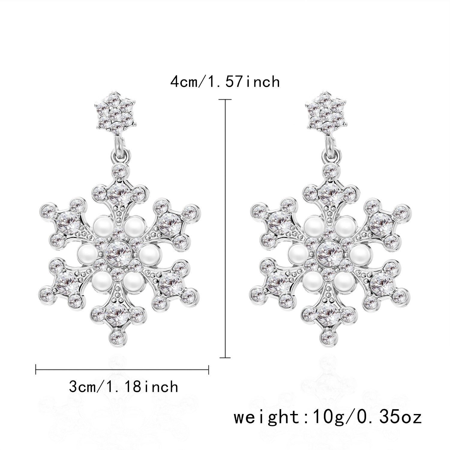 Wholesale  Christmas Earrings  Diamond Pearl Winter Christmas Snowflake Earrings