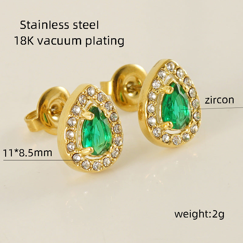Wholesale Stainless Steel Love Zircon 18K Water Drop Sunflower Earrings ACC-ES-Zhongy002