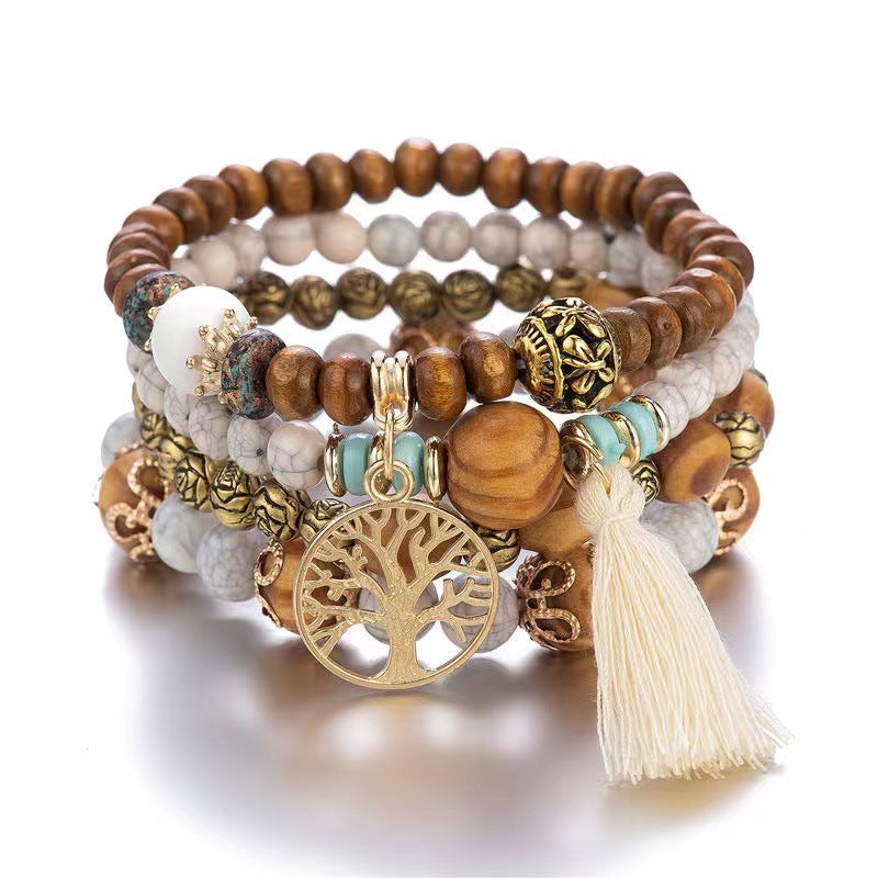 Wholesale Bohemian Multi-layer Wood Beads Beaded Bracelet ACC-BT-FengLi006