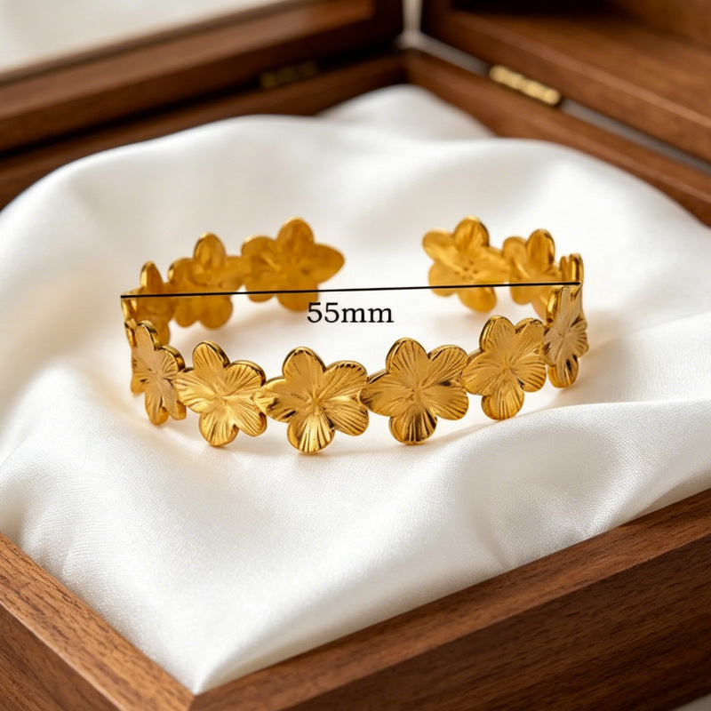 Wholesale Gold-Plated Copper Flower Bracelet &  Ring Set - Fashion Jewelry Accessory for Resale