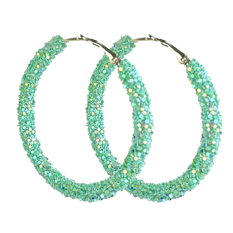 Wholesale 2 Pairs/pack Christmas Candy Color Glitter Big Hoop Earrings ACC-ES-HY175