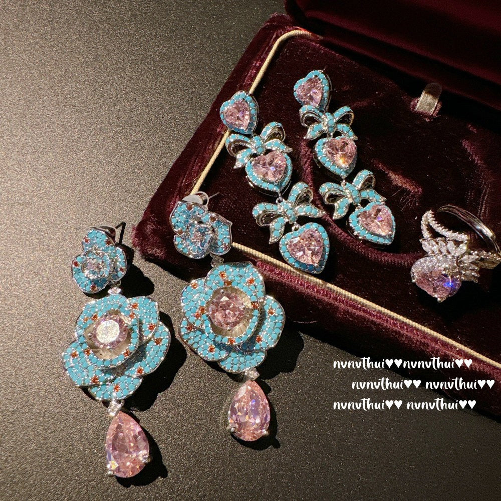 Wholesale  Camellia Jewel Earrings  Plated 18K Gold  Earrings