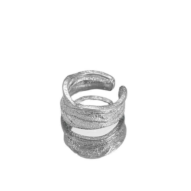 Wholesale Pleated Plain Ring Women's Sterling Silver Irregular Light Luxury Rings