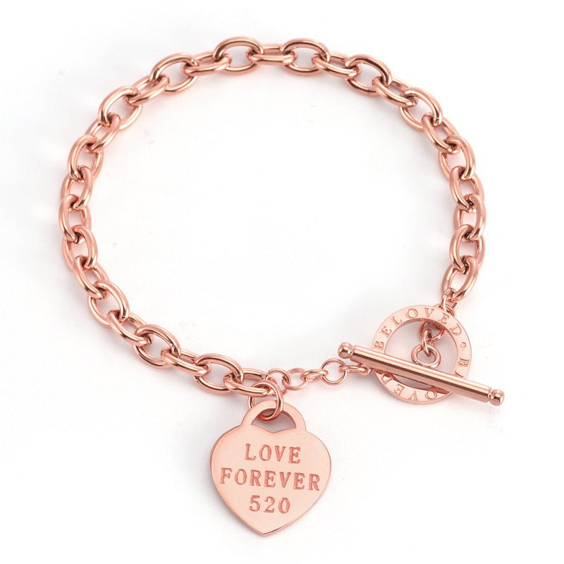 Bracciale Love in acciaio inossidabile all'ingrosso in oro rosa