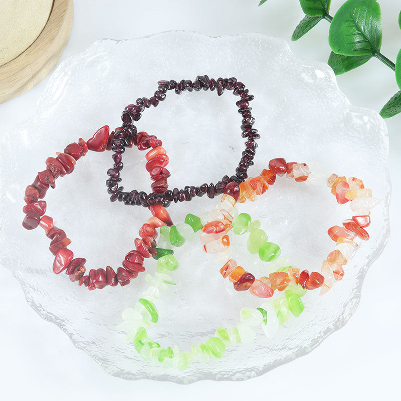 Wholesale Natural colorful gravel hand-woven elastic boho bracelet