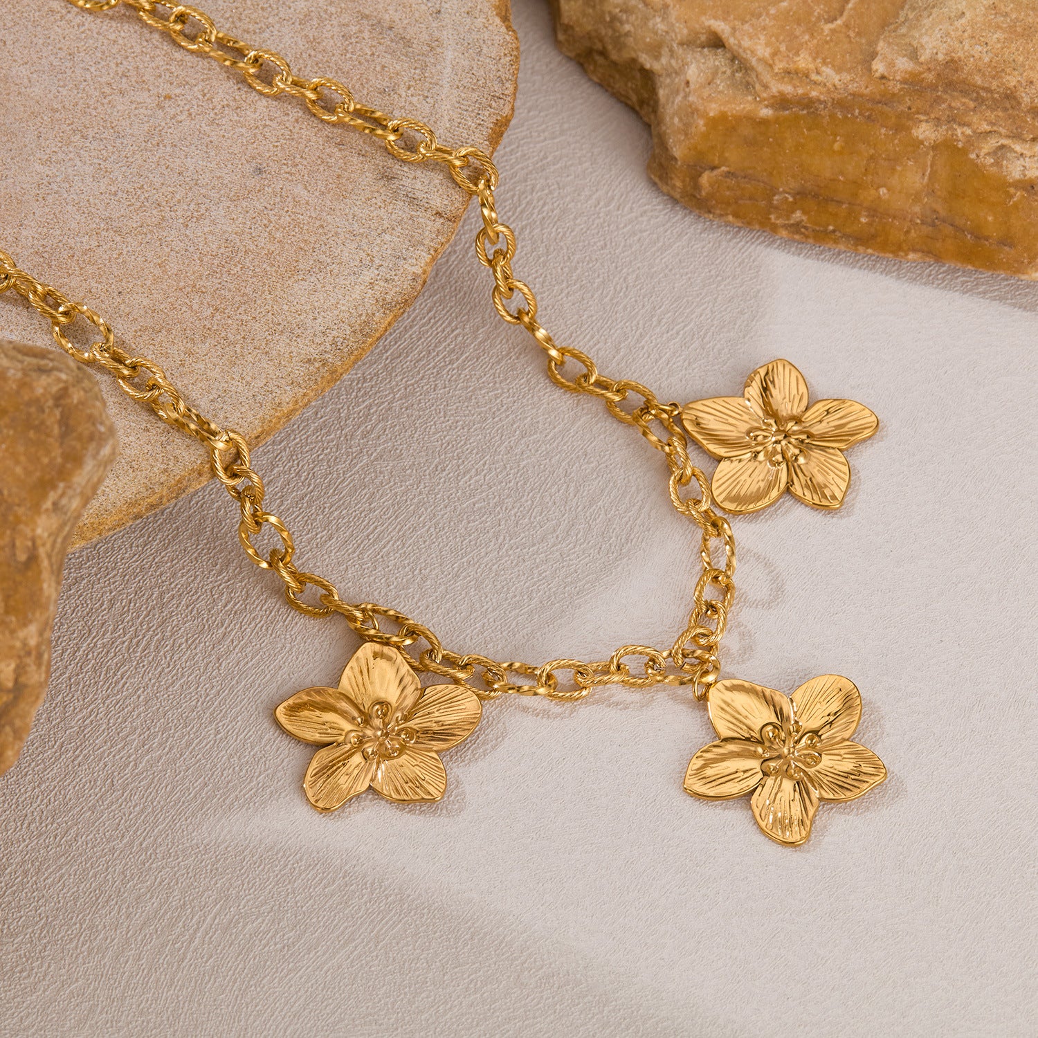 Wholesale Stainless Steel Retro Exaggerated Flower Necklaces