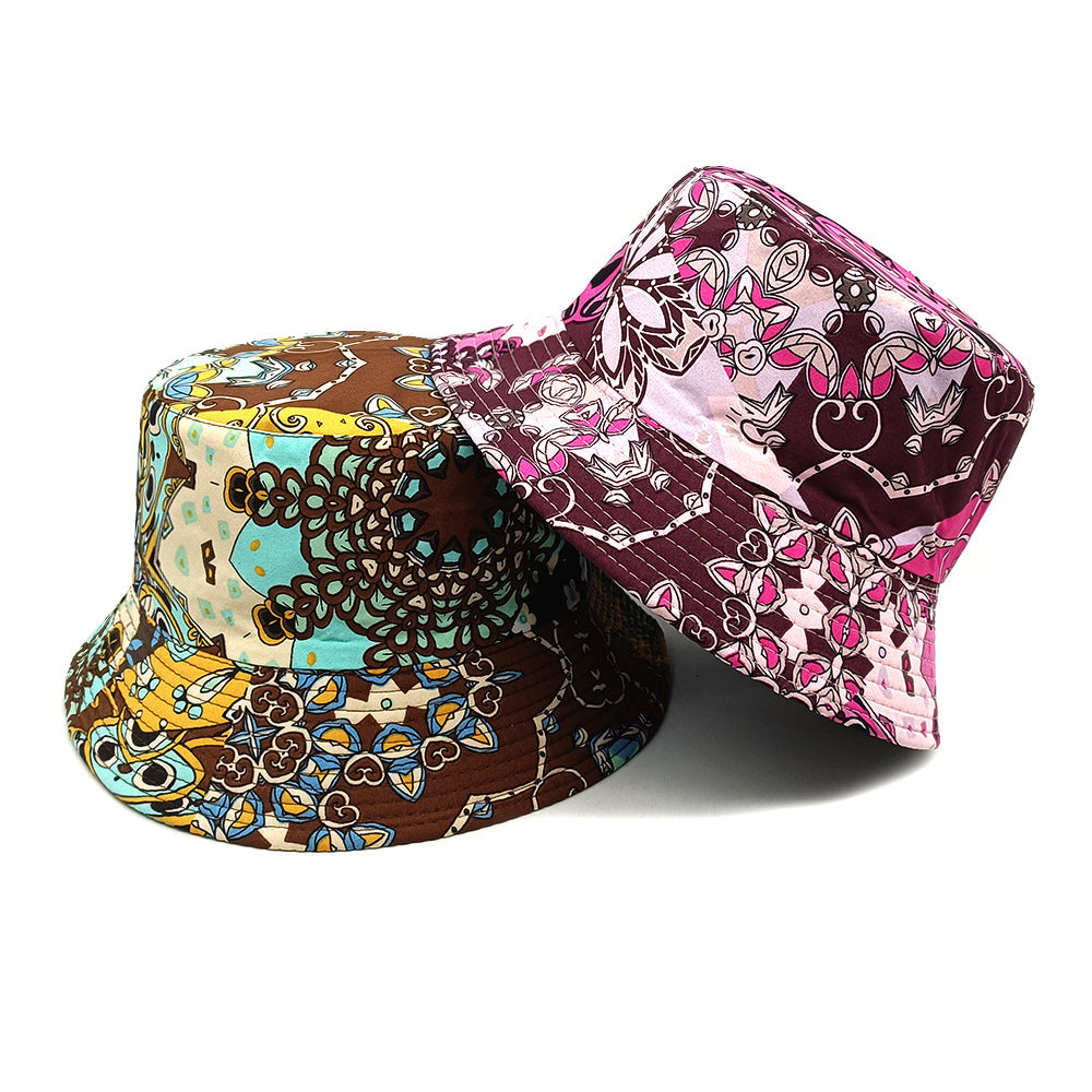 Wholesale Four Seasons Sun Visor Geometric Bucket Hat Colorblock