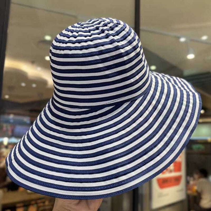 Wholesale  Summer Striped Fisherman Hat Bucket Hat