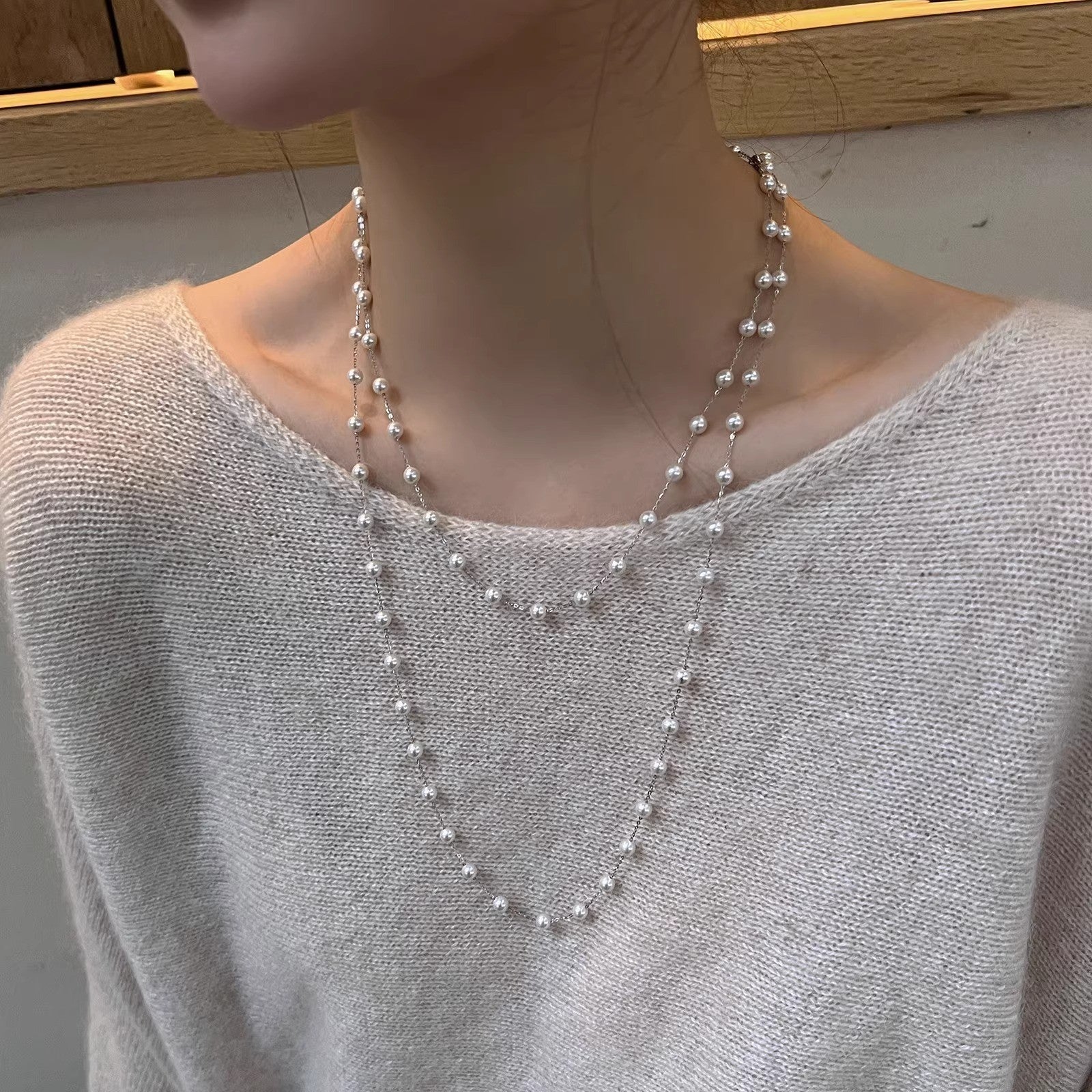 Wholesale Starry Sky Layering Necklace For Women White Alloy Pendant 120Cm Long Chain Party Gift Jewelry Accessory