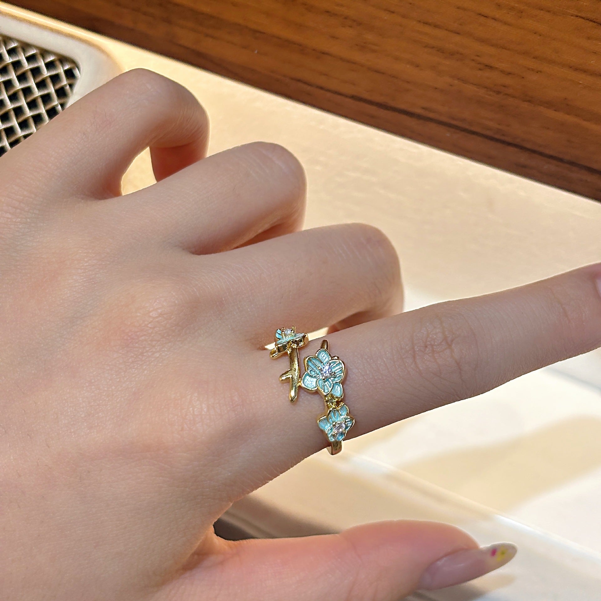 Wholesale  Iris Butterfly Flower Luxury Open Ring