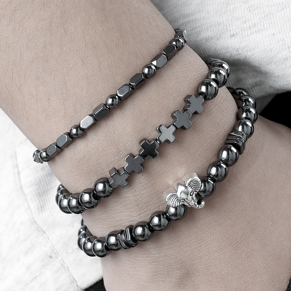 Wholesale  vintage black frosted bracelet zircon crown diamond ball dice  beads bracelet suit