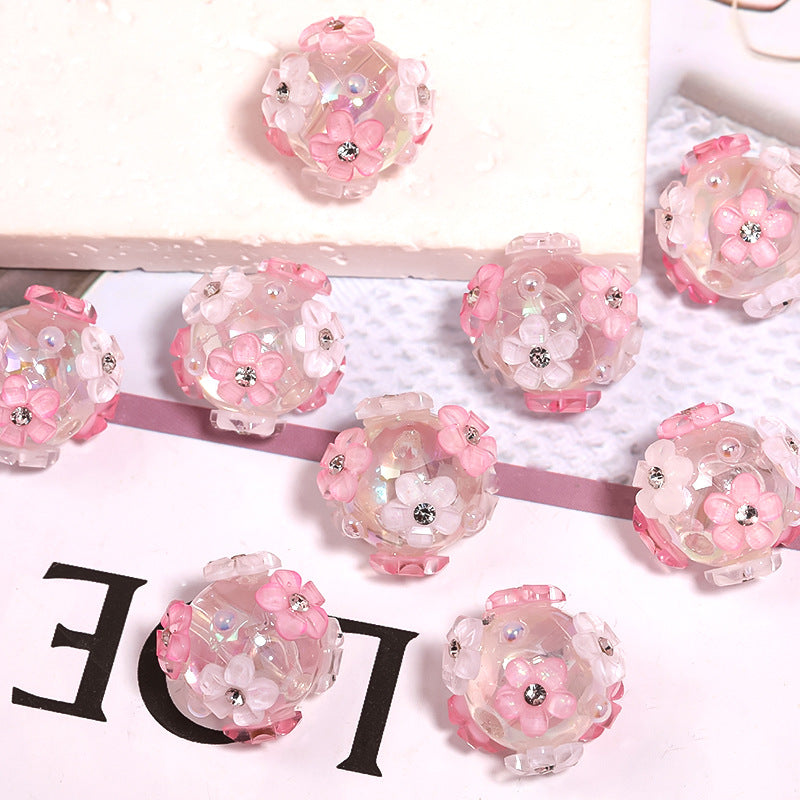 Wholesale of 5pcs Beaded Pen Accessories Pearl Flower Acrylic Beads ACC-BDS-BLG014