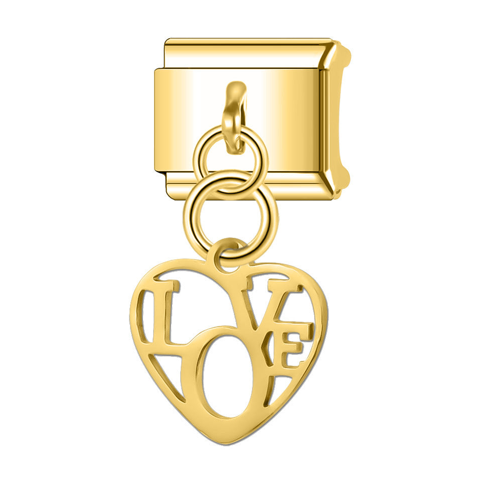 Wholesale Italian Charm Bracelet 9mm DIY Splicing Heart Series Stainless Steel Composable Bracelet