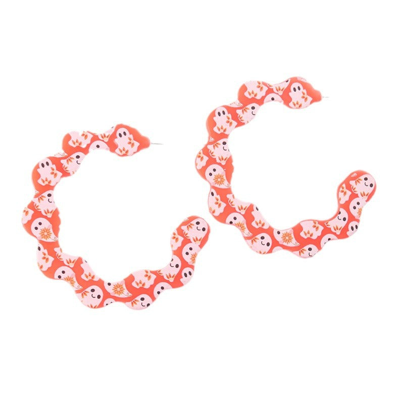 Wholesale   Color Bat Ghost C Ring Acrylic Earrings