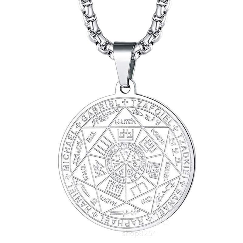 Wholesale Spiritual Seven Angels Rune Pendant Necklace Fashion Jewelry Accessory for Gift Boutique