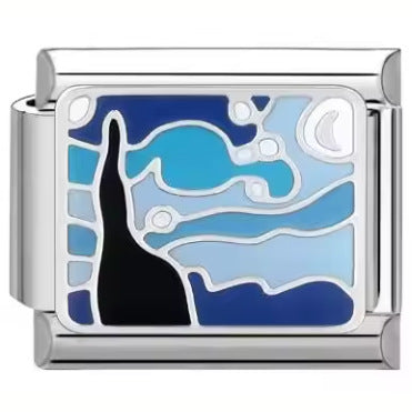 Wholesale Italian Charm Bracelet 9mm DIY  Starry Sky Blue  Creative Stainless Steel Composable Bracelet