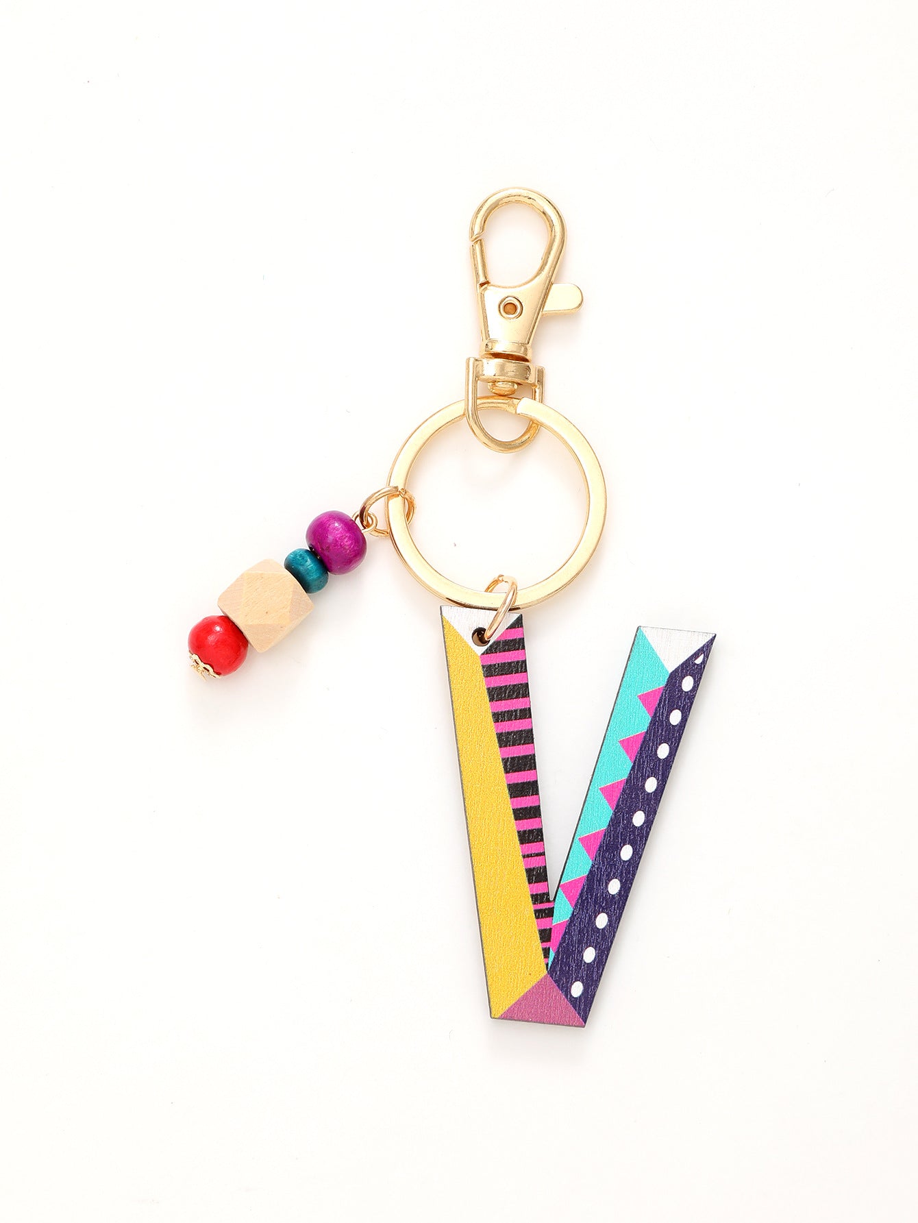 Wholesale Trendy Alphabet Bead Keychain Wooden Car Key Accessory Gift Boutique Resale