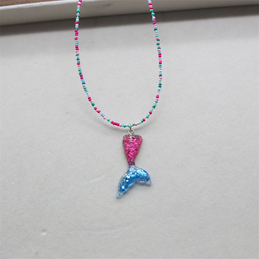 Wholesale Sequin Mermaid Tail Pendant Necklace