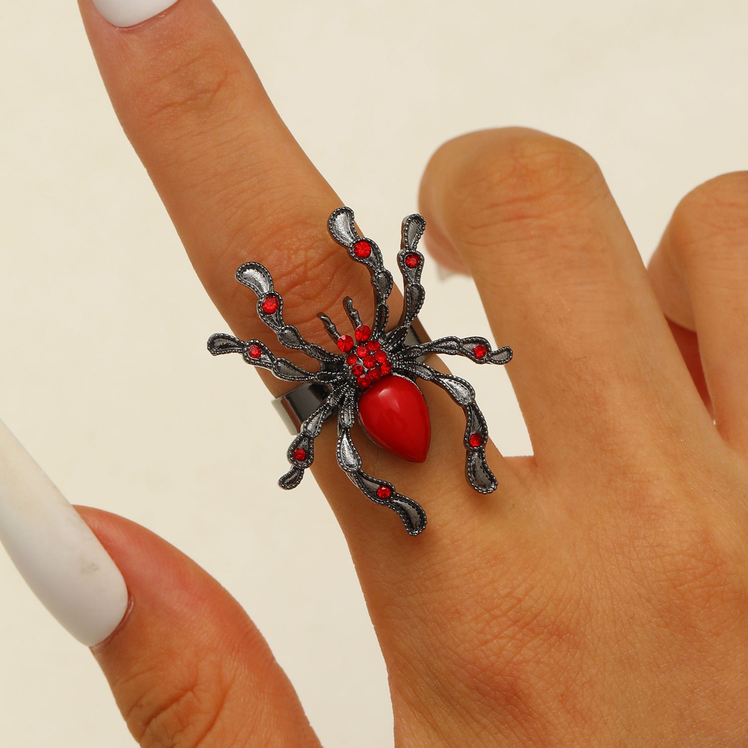 Wholesale Gothic Red  Ring for Women,  Dark Style  Jewelry,  Zinc Alloy with Electroplating Finish,  Trendy Open Index Finger Ring for Everyday Wear or Boutique Resale