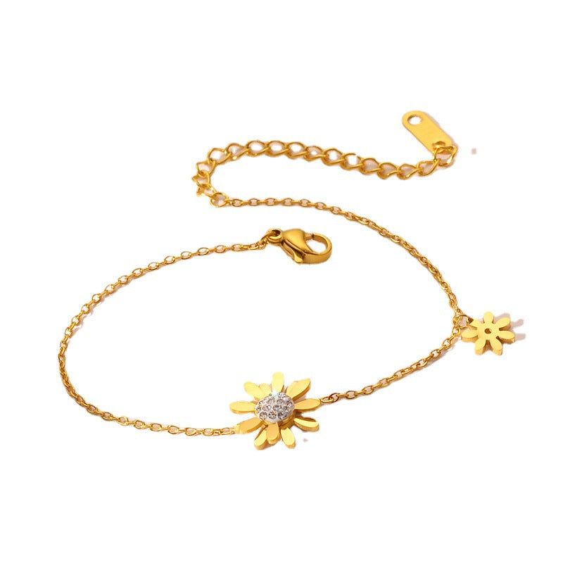 Wholesale Titanium Steel Daisy Bracelet Gold Stainless Steel Bracelets  ACC-BT-Chengy002