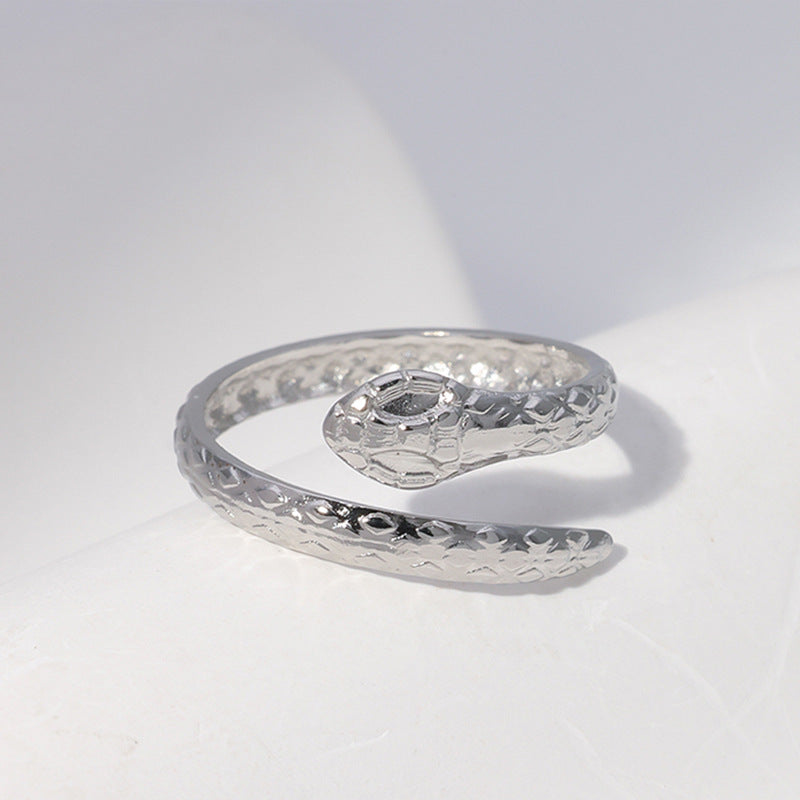 Wholesale Stainless Steel Rings Adjustable Open Finger Rings Snake Ring ACC-RS-Manguo003