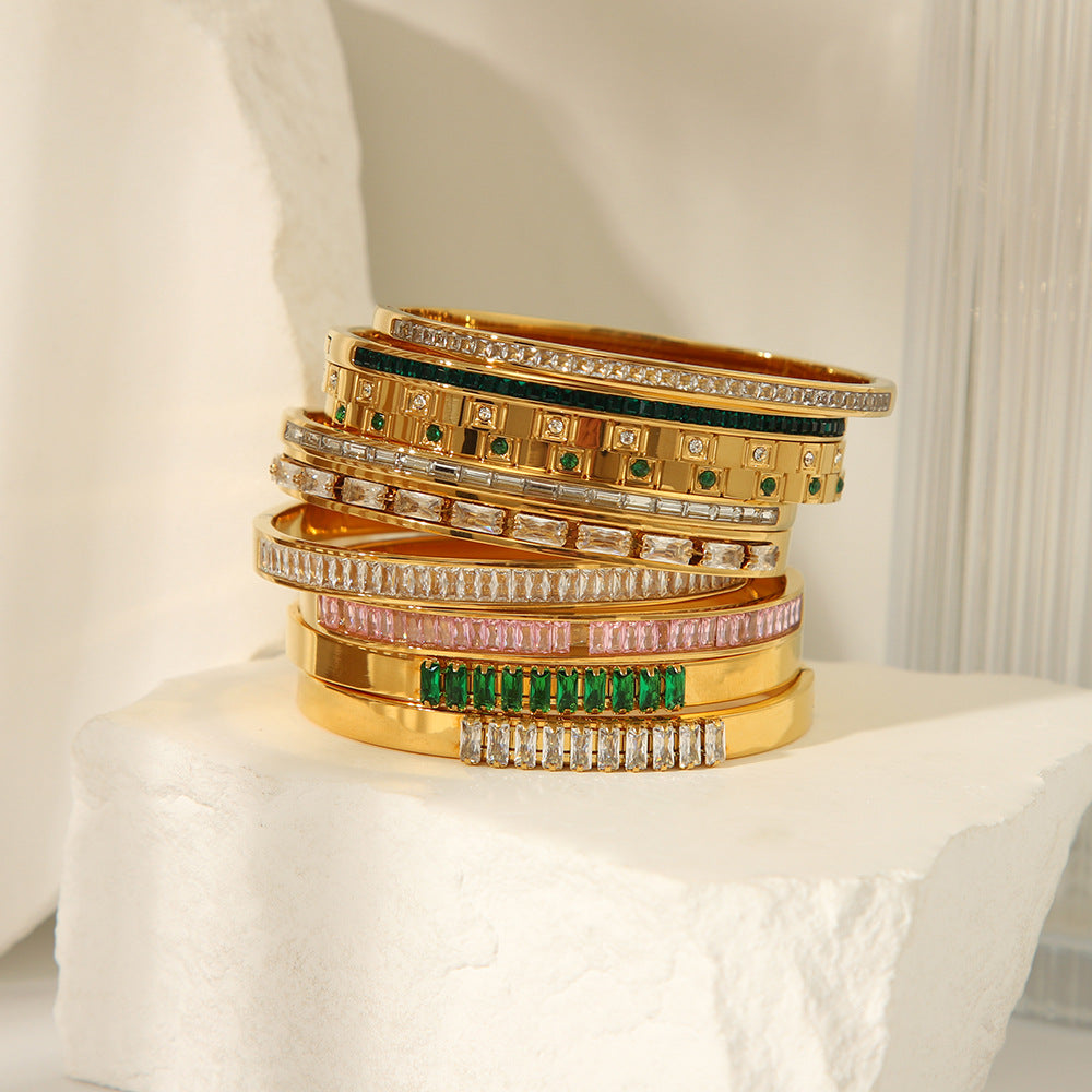 Wholesale Stainless Steel Bracelets 18K Zircon Eight-pointed Star Flower Bracelet ACC-BT-ChengBing001