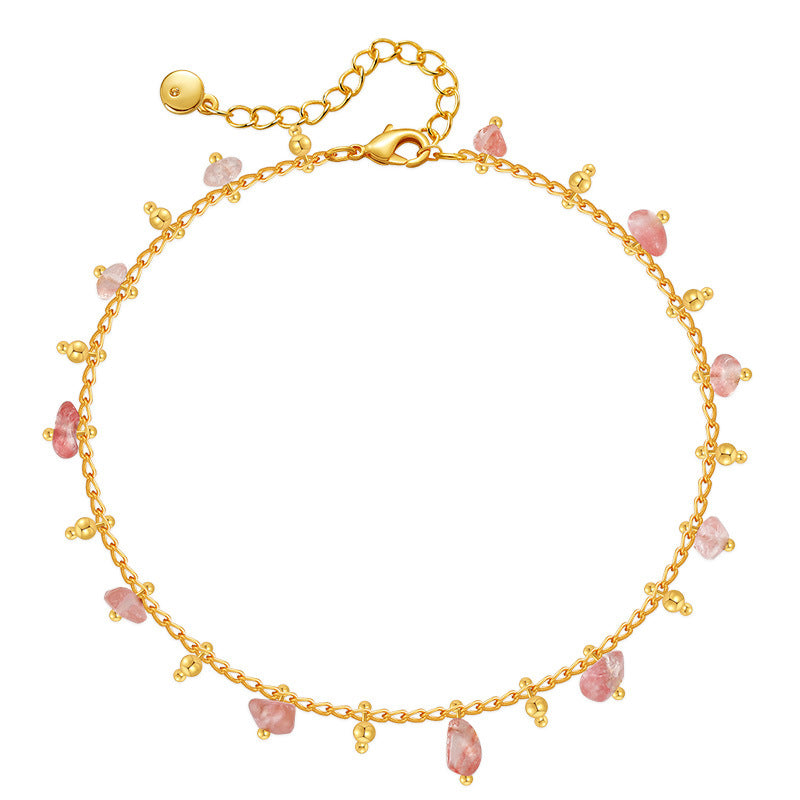 Wholesale natural irregular raw stone anklet