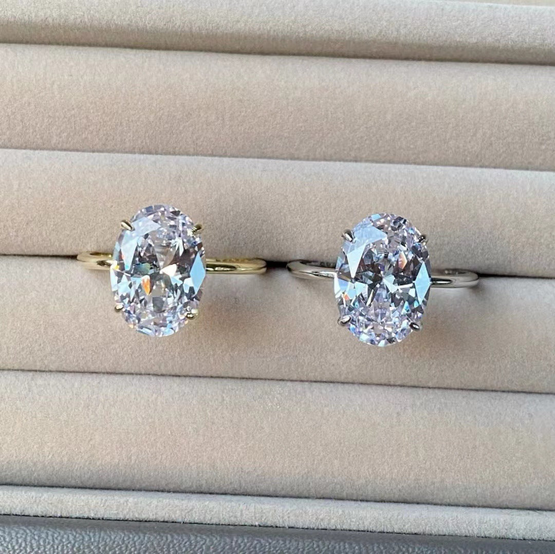 Wholesale Sanjie 2024 New European and American Simple Ins Style Inlaid Zircon Ring Handmade Super Shiny Diamond Ring