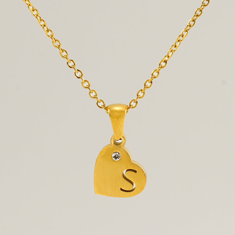 Wholesale Diamond Heart Letter Necklace ACC-NE-ZhongYao005