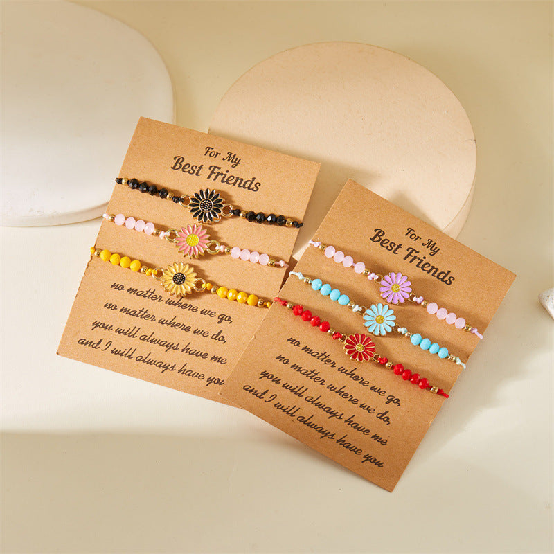 Wholesale  flower bracelet  3-piece set color daisy paper card bracelet