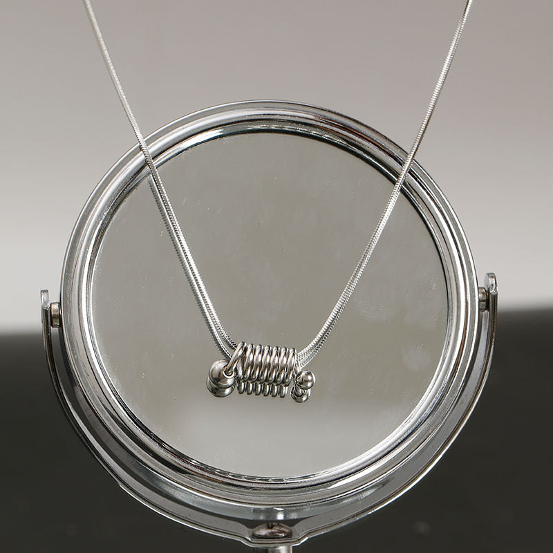 Wholesale Titanium Steel Spring Necklace Female Coil Spiral Pendant