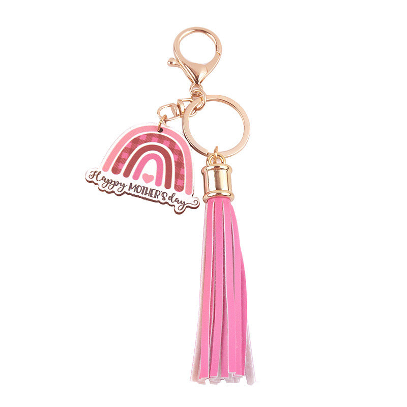 Wholesale Mother's Day MAMA Leather Tassel Rainbow Keychain ACC-KC-GuangTian031
