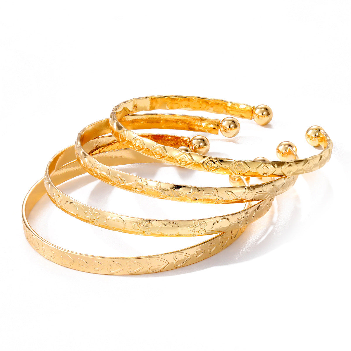 Wholesale  4pcs/set love flower pattern exaggerated personality bracelet