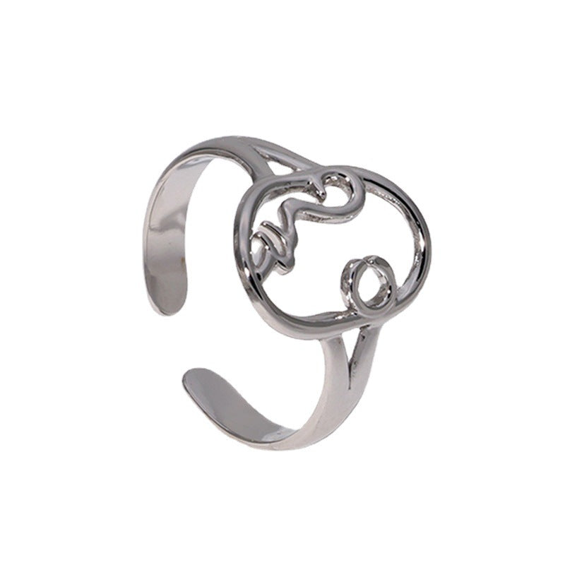 Wholesale abstract face adjustable stainless steel ring