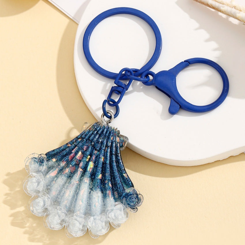 Wholesale Luminous Resin Keychain Pendant Firefly Ocean Flower Design Bag Charm Car Decoration Accessory