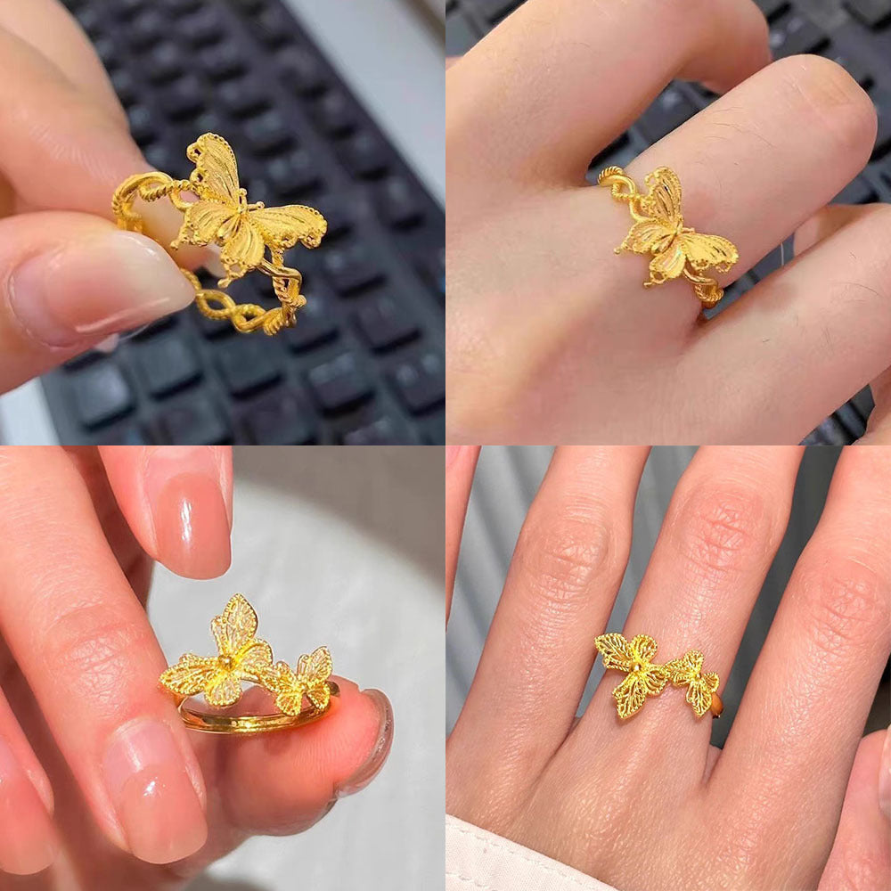 Wholesale Filigree Butterfly Ring Gold Plated Open Ring for Everyday Gift Boutique Resale